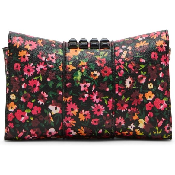 Studded Leather Crossbody Clutch Bag with Turnlock Closure and Detachable Strap - Picture 3 of 5